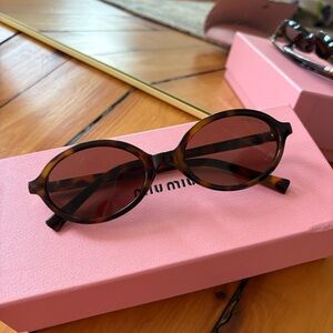 Miu Miu Brown Oval Sunglasses